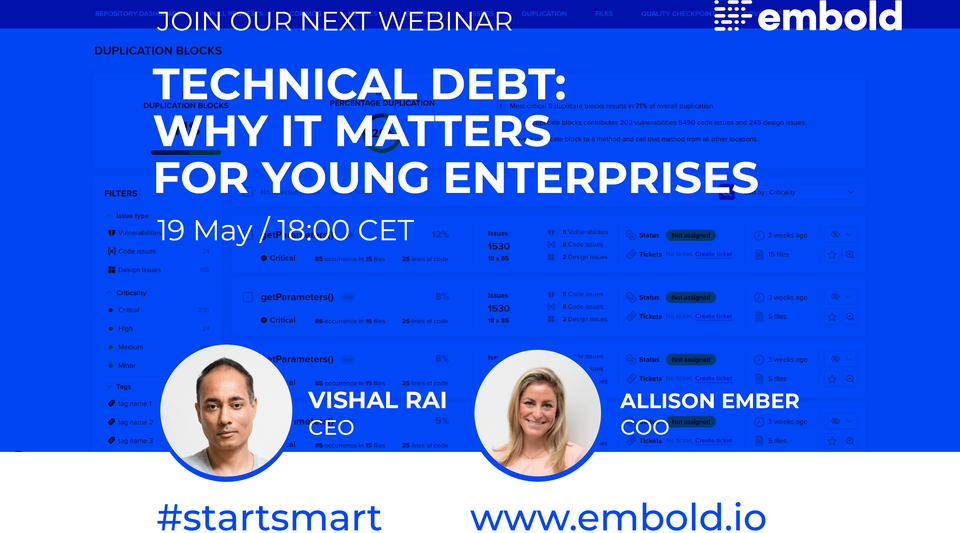 inar Technical Debt for Young Enterprises startsmart by Embold Technologies