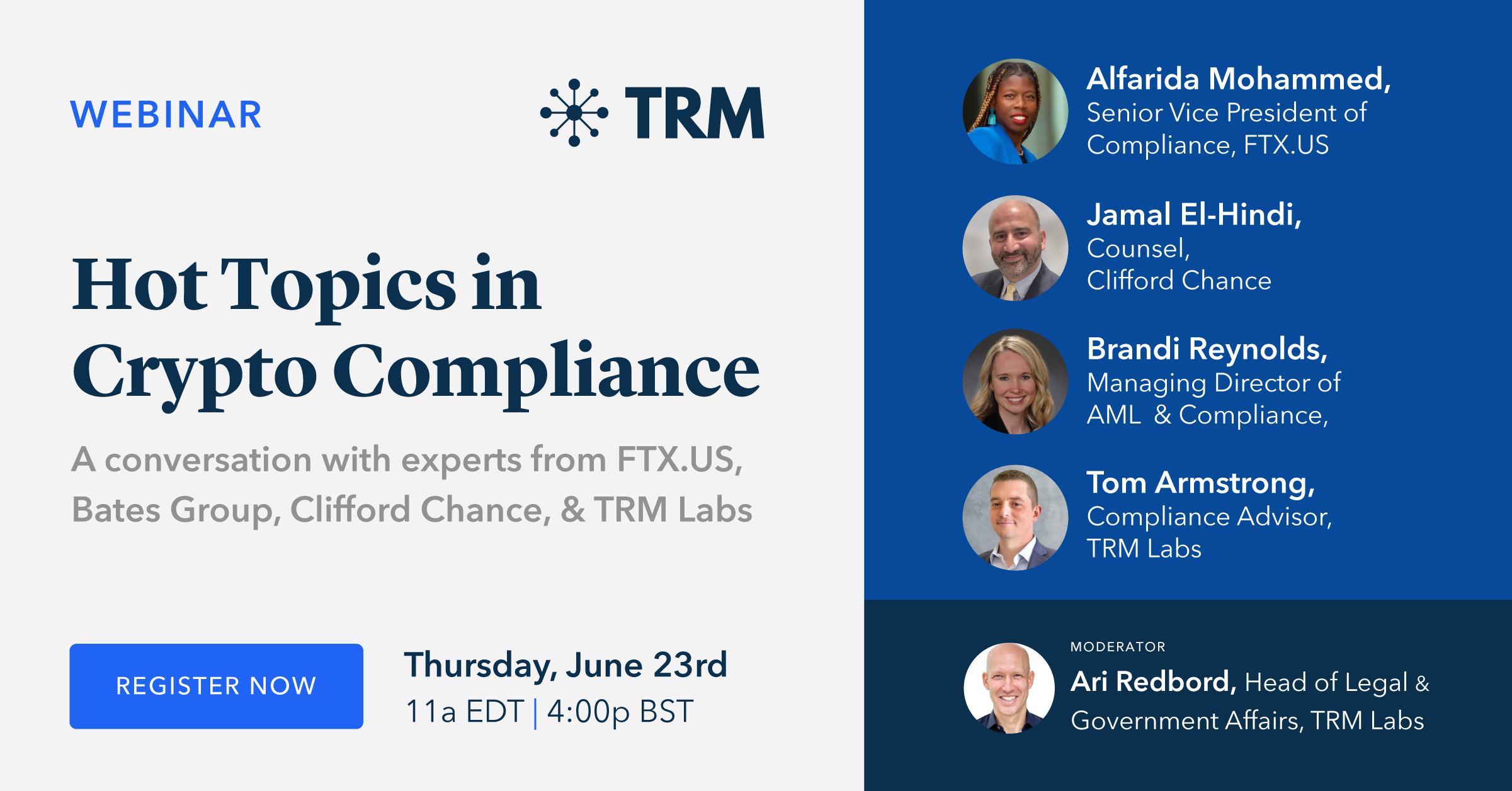 Webinar: TRM Talks: Hot topics in crypto compliance by TRM Labs