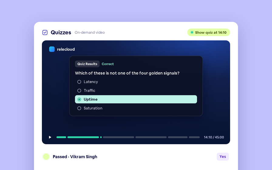 On-Demand Video Quizzes