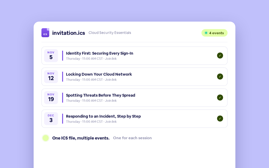 Multiple Events in One ICS File