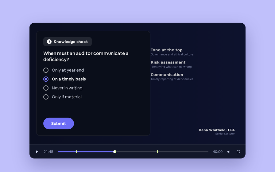 Quizes in On Demand Video